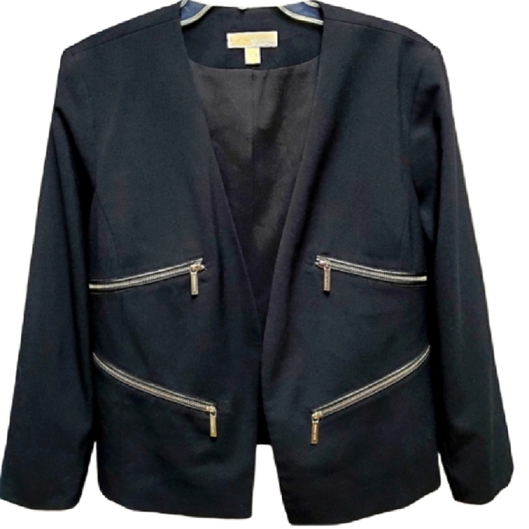 Michael Kors Women's Black Zip Open Blazer Size 14 - Picture 2 of 6